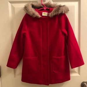 Toddler Red Jacket with Faux Fur Hood